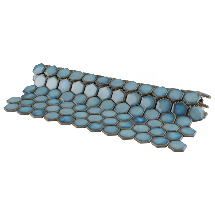 Marine Blue Hexagon Porcelain Mosaic Tile with Glazed Finish