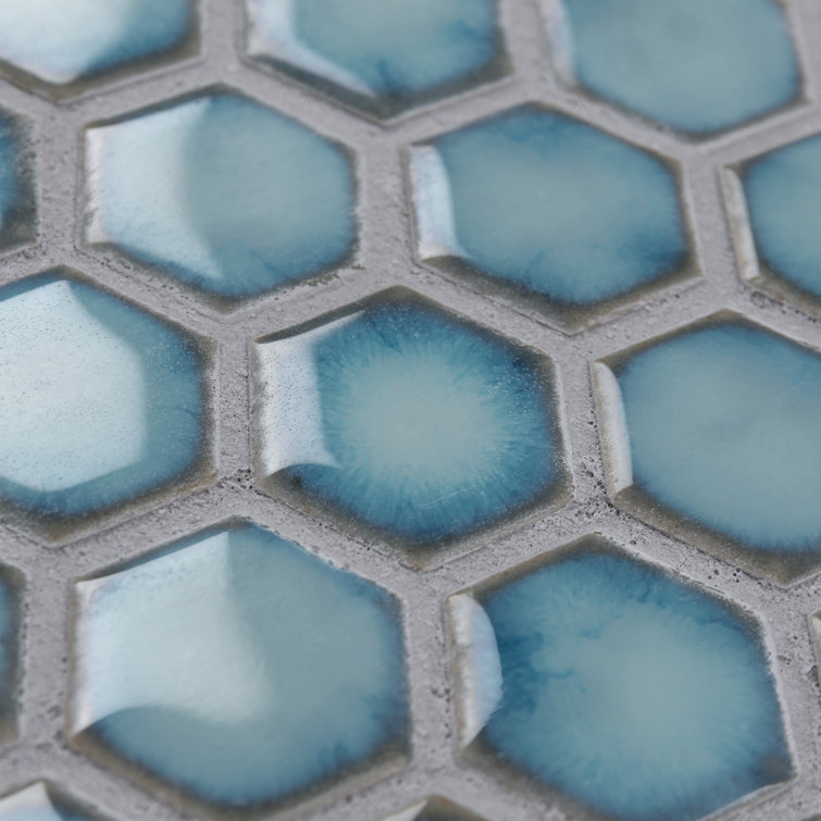 Marine Blue Hexagon Porcelain Mosaic Tile with Glazed Finish