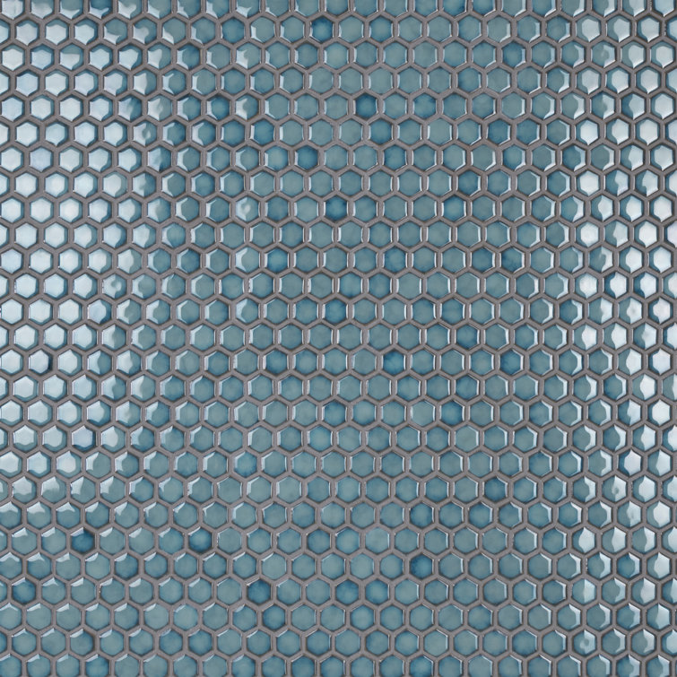 Marine Blue Hexagon Porcelain Mosaic Tile with Glazed Finish