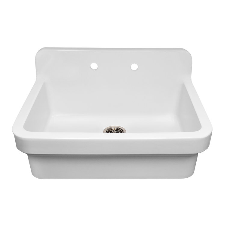 Elegant White 30" Fireclay Farmhouse Utility Sink with High Backsplash