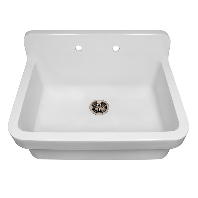 Elegant White 30" Fireclay Farmhouse Utility Sink with High Backsplash
