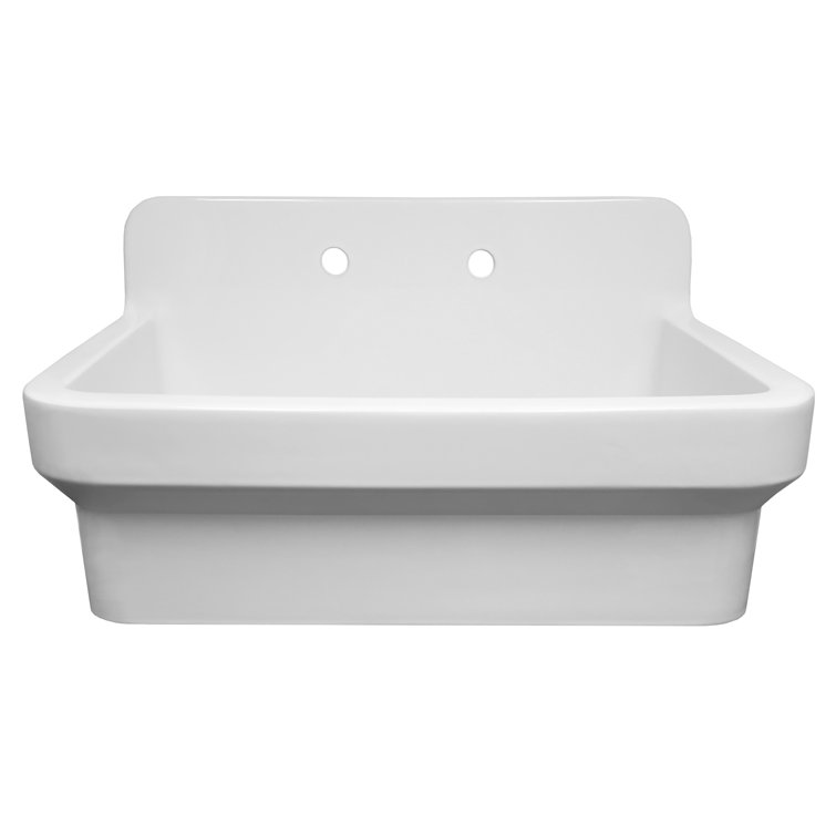 Elegant White 30" Fireclay Farmhouse Utility Sink with High Backsplash