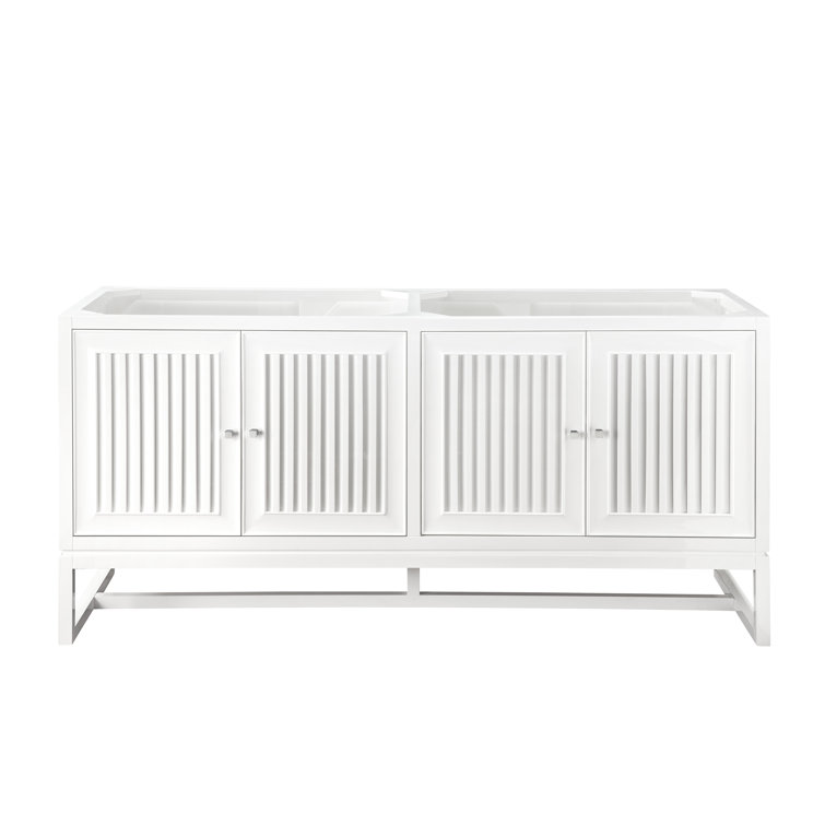 Glossy White Double Vanity Base with Slow Closing Hinges