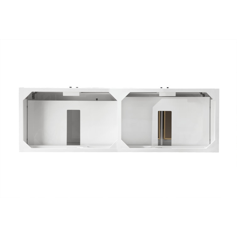 Glossy White Double Vanity Base with Slow Closing Hinges