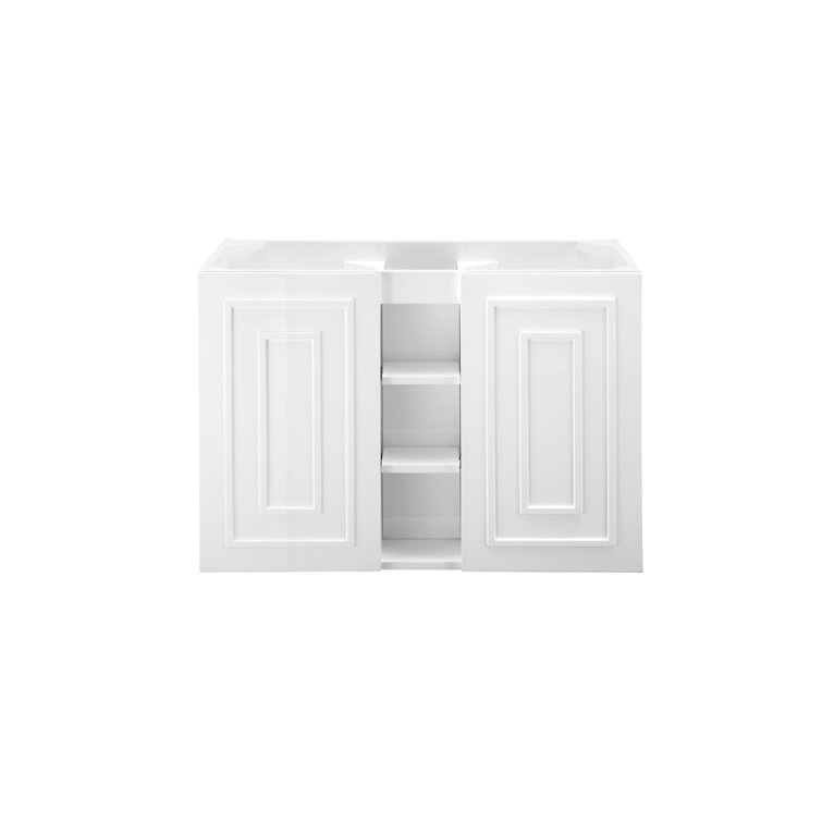 Glossy White Wall-Mounted Single Vanity with Poplar and MDF