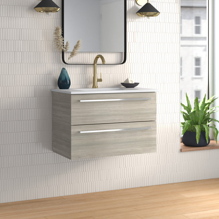 Aria 30" Single Sink Wall-Mount Bathroom Vanity with Cultured Marble Top