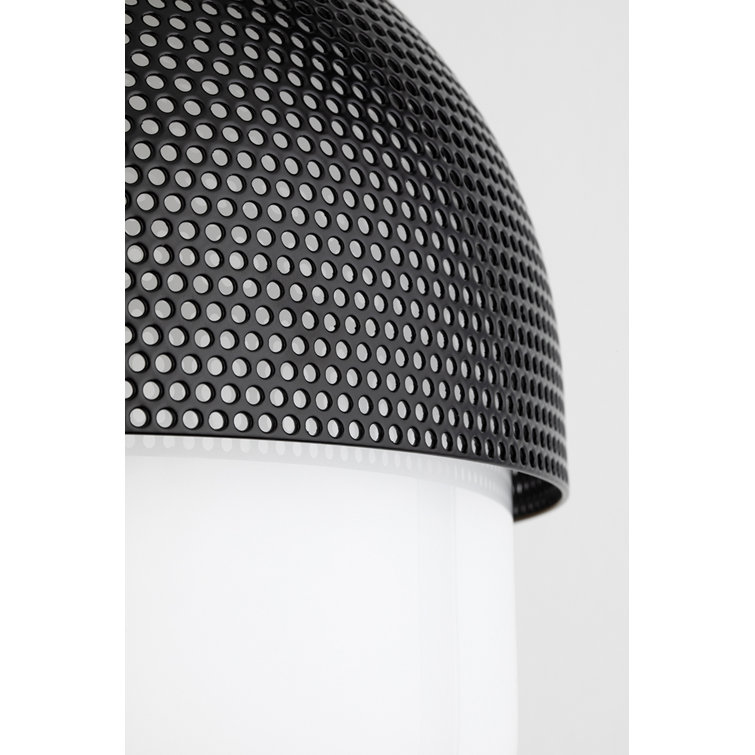 Polished Nickel and Black Glass Indoor/Outdoor Semi-Flush Light