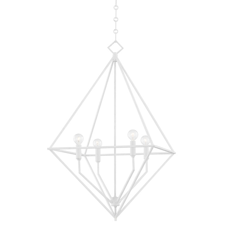 Haines Modern White Plaster 4-Light Indoor/Outdoor Chandelier