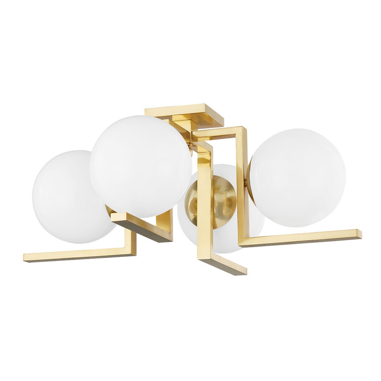 Modern Aged Brass Globe LED Flush Mount - Energy Star Certified
