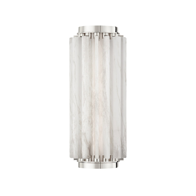 Polished Nickel Geometric LED Wall Sconce with Alabaster Shade