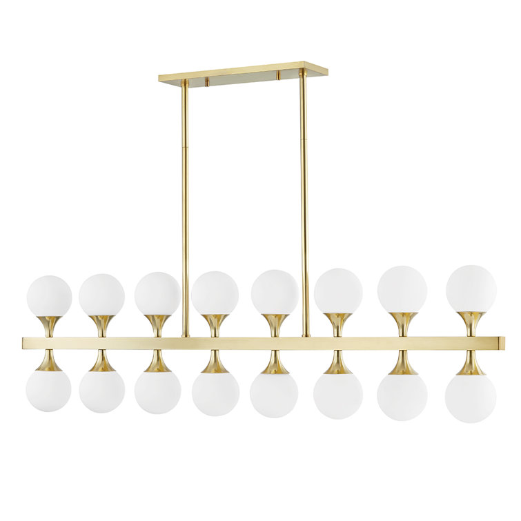 Astoria Aged Brass 16-Light LED Island Pendant with Opal Glass