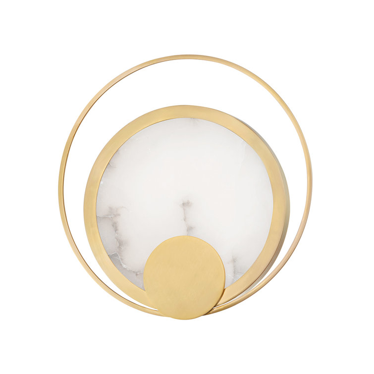 Aged Brass Alabaster LED Wall Sconce with Dimmable Light