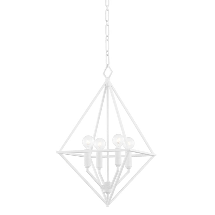 Haines Modern White Plaster 4-Light Indoor/Outdoor Chandelier