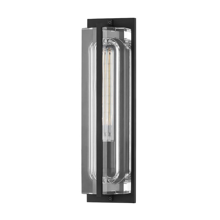 Hawkins Black Brass Dimmable 1-Light Wall Sconce with Clear Glass Tube Shade