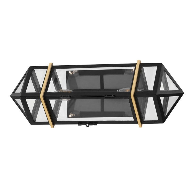 Aged Brass and Black 2-Light Geometric Sconce