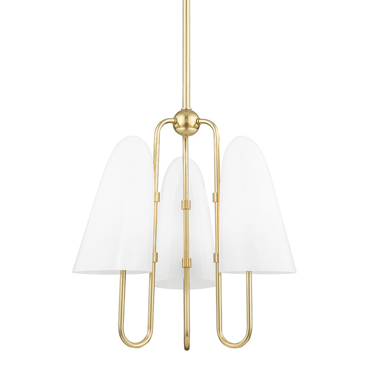 Aged Brass Mini Plug-in Cone Glass Chandelier