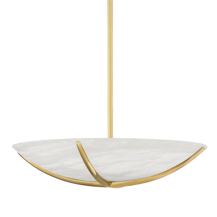 Aged Brass Spanish Alabaster 6-Light Modern Indoor/Outdoor Pendant
