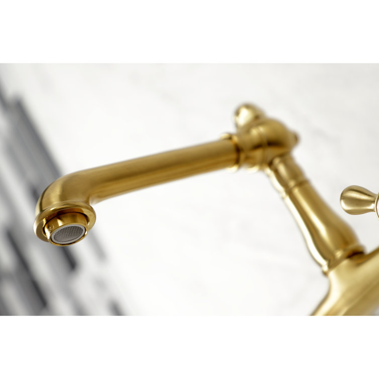 English Country Brushed Brass Wall Mounted Bathroom Faucet