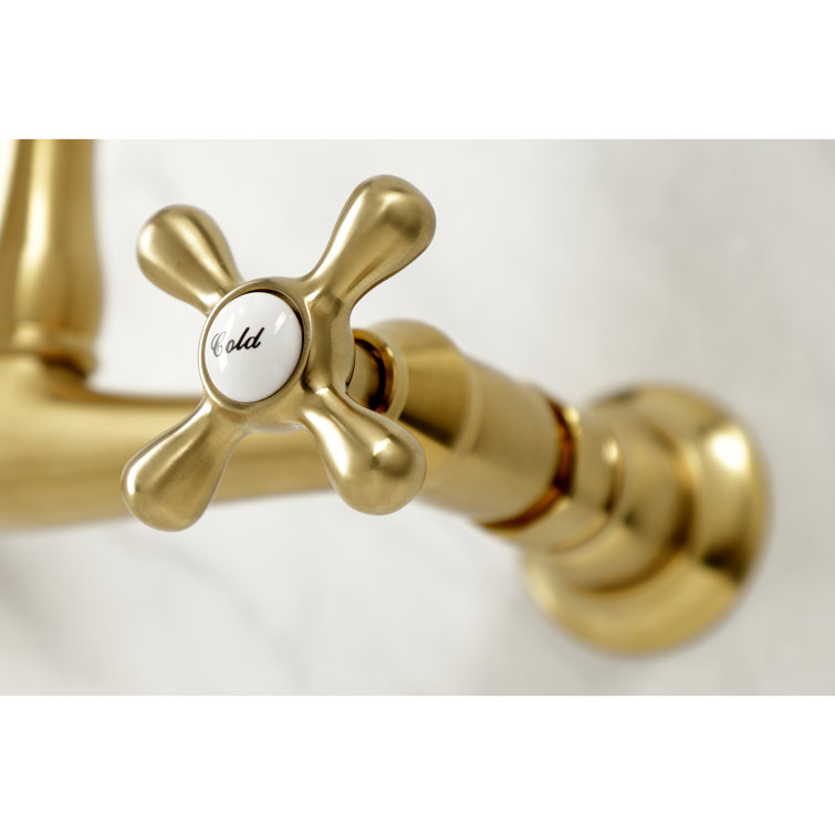 English Country Brushed Brass Wall Mounted Bathroom Faucet