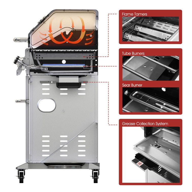 Royal Gourmet 6-Burner Coffee Stainless Steel Propane Gas Grill with Side Burner