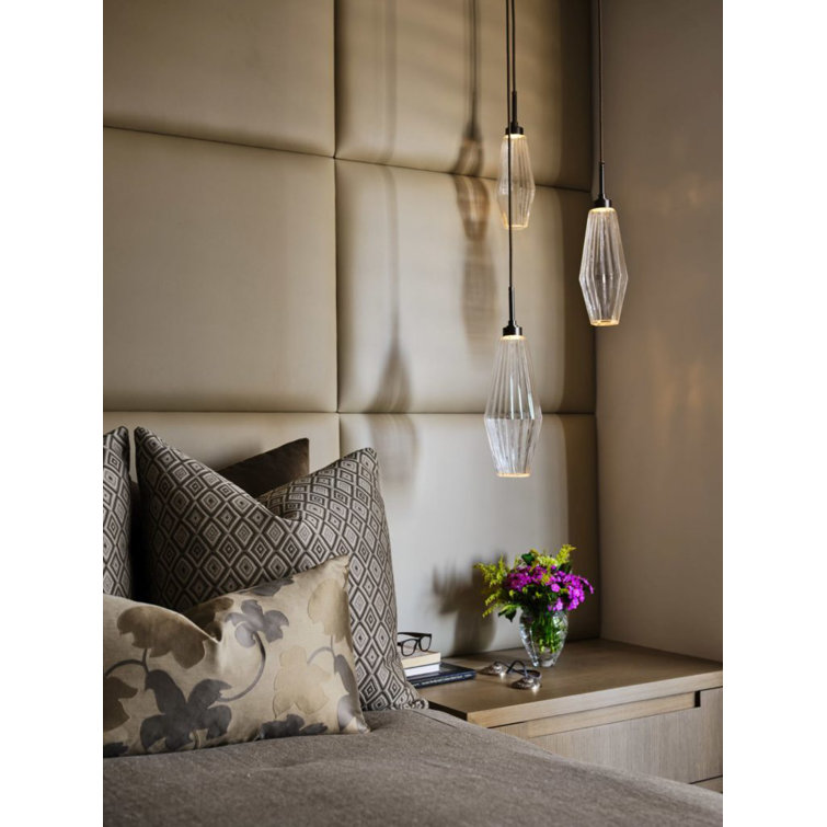 Gilded Brass and Smoke Glass 3-Light LED Pendant
