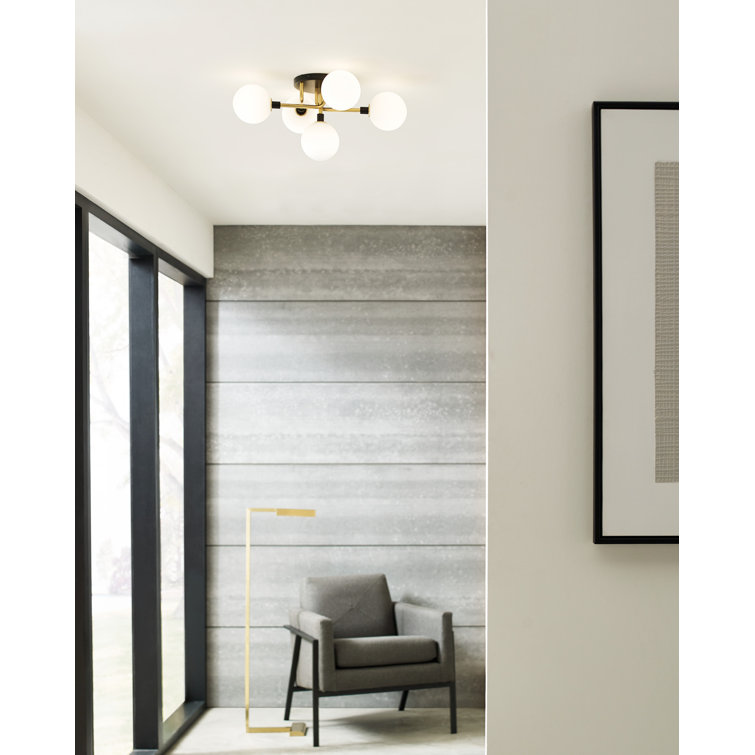 Polished Nickel 22" Glass Globe LED Flush Mount Light