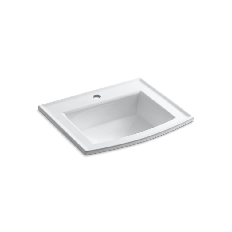 Archer Biscuit Rectangular Ceramic Topmount Bathroom Sink
