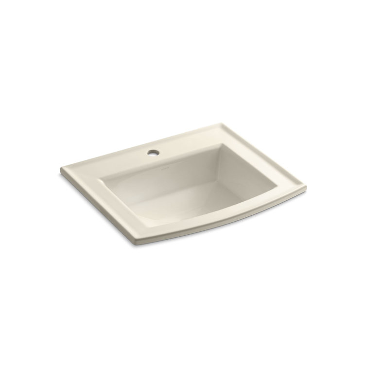 Archer Biscuit Rectangular Ceramic Topmount Bathroom Sink