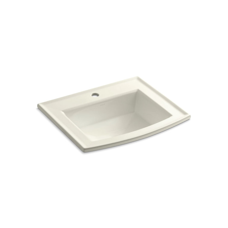 Archer Biscuit Rectangular Ceramic Topmount Bathroom Sink