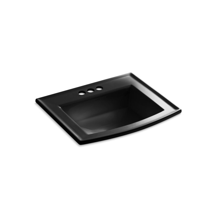 Archer Black Ceramic Rectangular Drop-In Bathroom Sink
