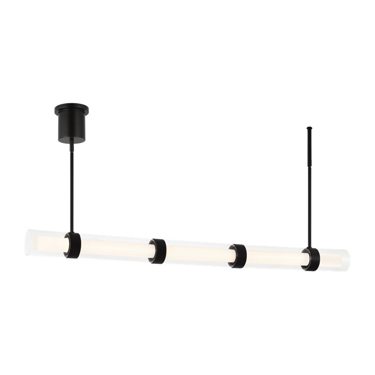 Sleek Black Glass 55.9" LED Linear Pendant Light