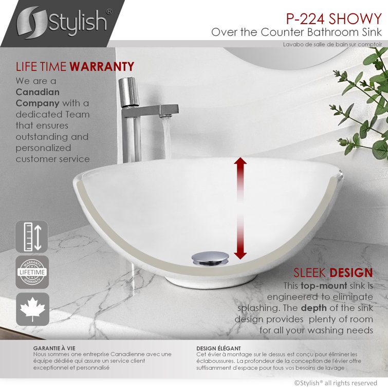 Stylish 16" White Round Ceramic Vessel Sink