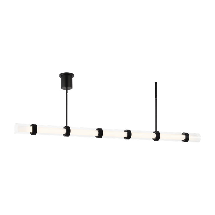 Elegance Linear LED Pendant Light in Black with Glass Shade
