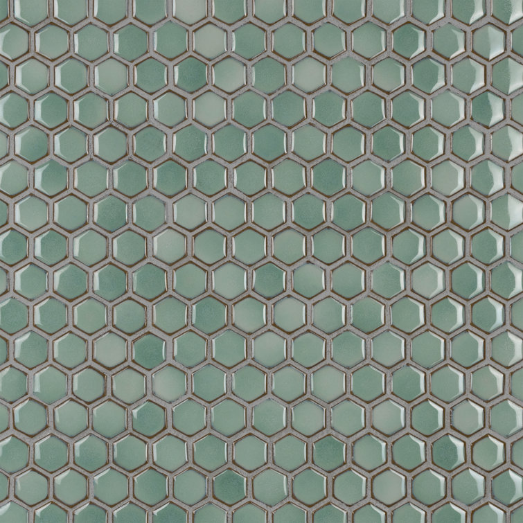 Mint Green Hexagon Porcelain Mosaic Tile for Walls and Floors