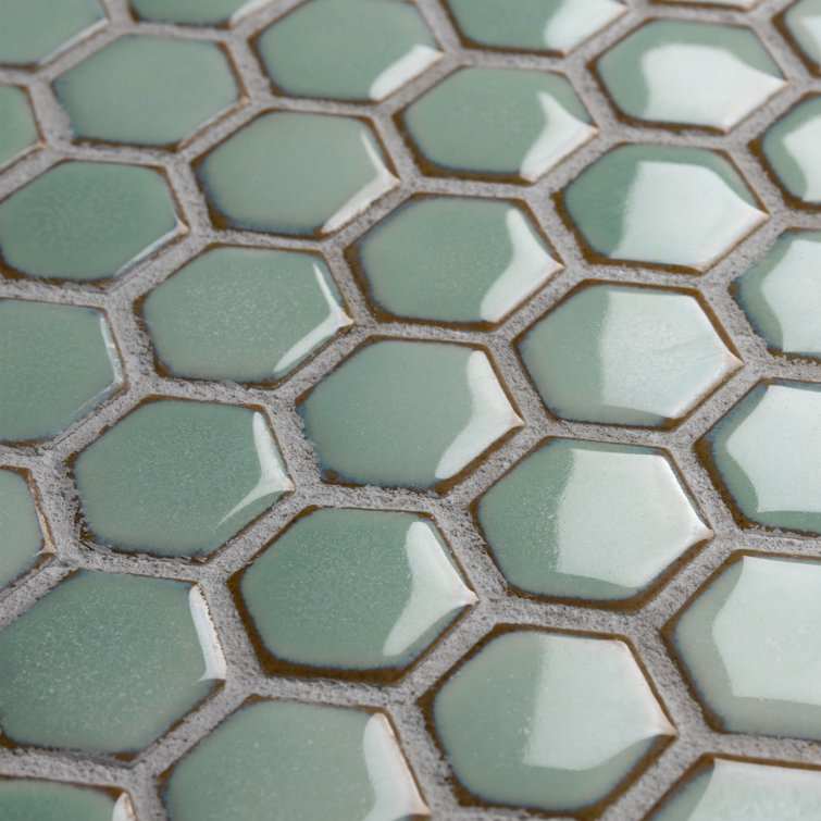 Mint Green Hexagon Porcelain Mosaic Tile for Walls and Floors