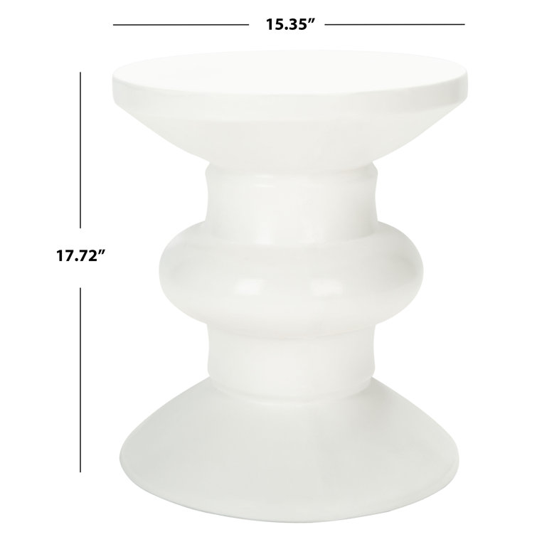 Ivory Geometric Concrete Outdoor Accent Stool