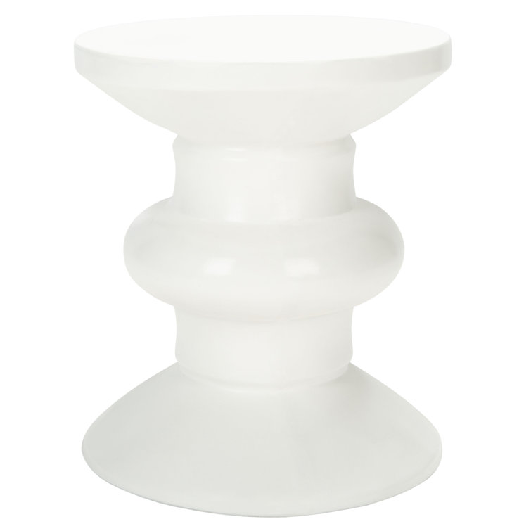 Ivory Geometric Concrete Outdoor Accent Stool