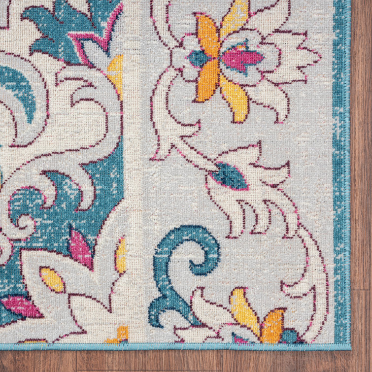 Elysian Blue Medallion 5' x 7' Easy-Care Synthetic Area Rug