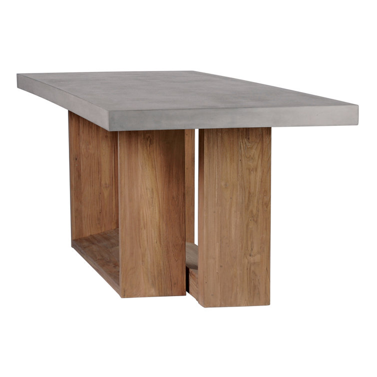 Slate Gray Concrete and Teak Dining Table