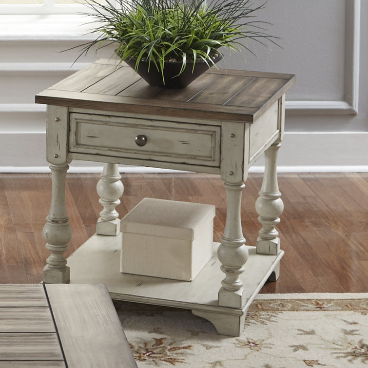 Morgan Creek Antique White and Tobacco 24'' Traditional End Table with Storage