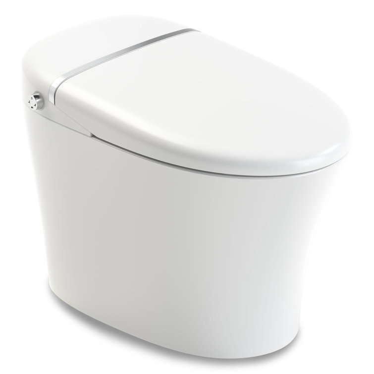 White High Efficiency Elongated Macerating Smart Toilet with Bidet