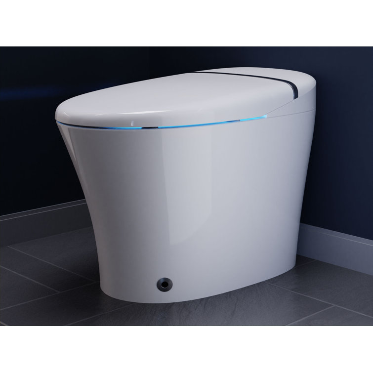 White High Efficiency Elongated Macerating Smart Toilet with Bidet