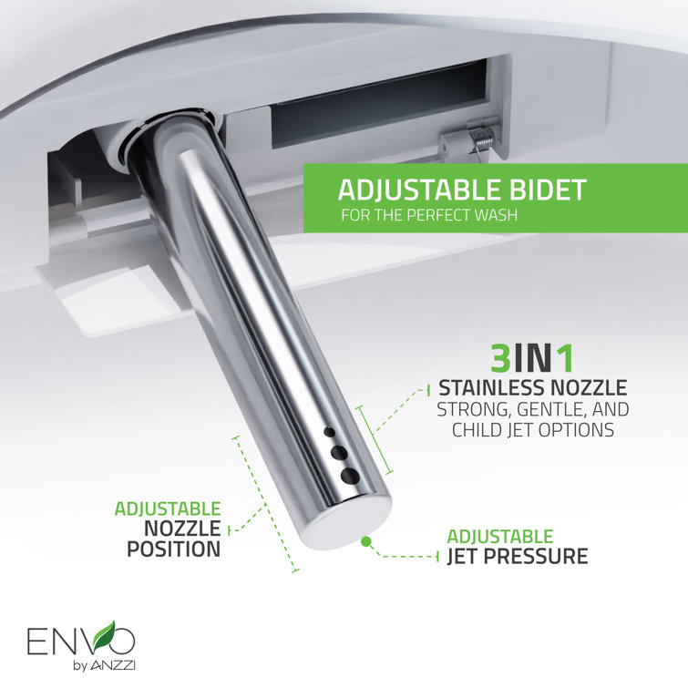 White High Efficiency Elongated Macerating Smart Toilet with Bidet