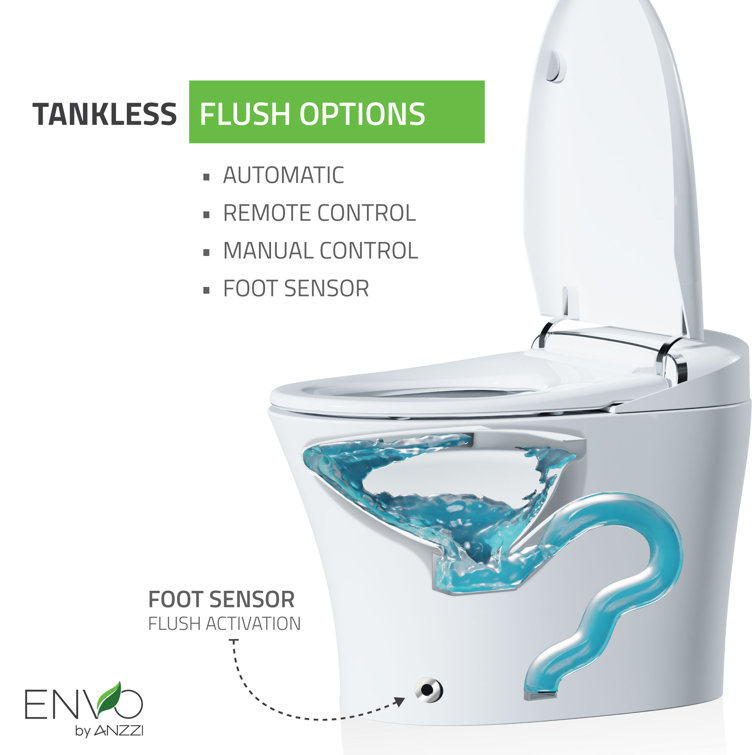 White High Efficiency Elongated Macerating Smart Toilet with Bidet