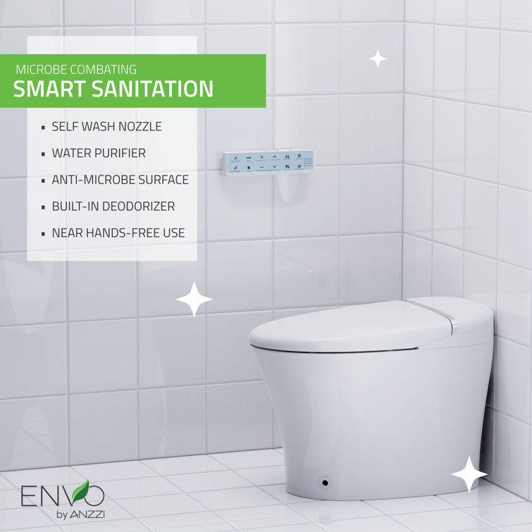 White High Efficiency Elongated Macerating Smart Toilet with Bidet