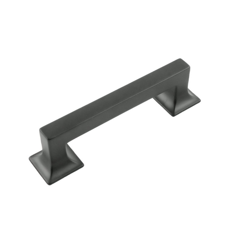 Matte Black Zinc Kitchen Cabinet Handle with Mounting Hardware, 5-1/16"