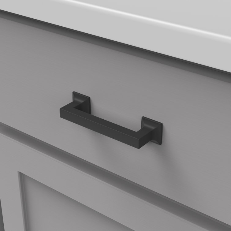 Matte Black Zinc Kitchen Cabinet Handle with Mounting Hardware, 5-1/16"