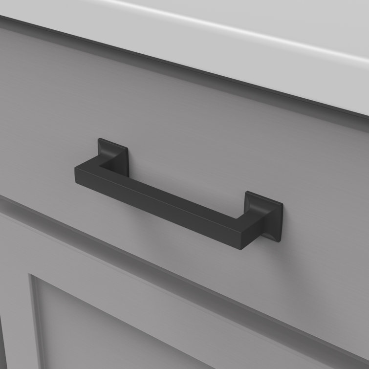 Matte Black Zinc Kitchen Cabinet Handle with Mounting Hardware, 5-1/16"