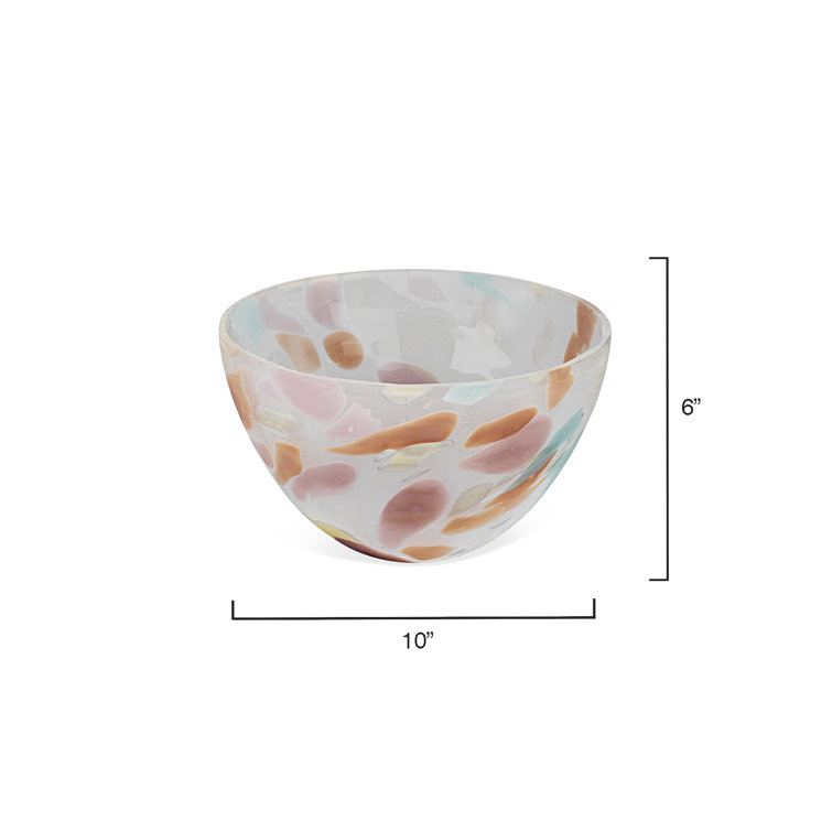Handcrafted Multicolor Glass Decorative Bowl, 10-inch
