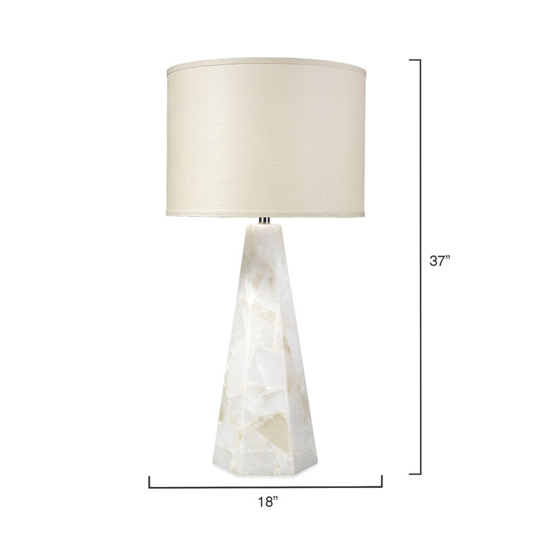 Alabaster Borealis Hexagon Table Lamp with Stone Linen Shade